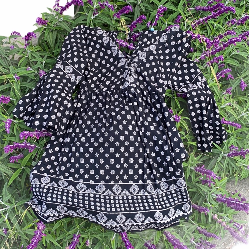 Boho dress with tie front and back